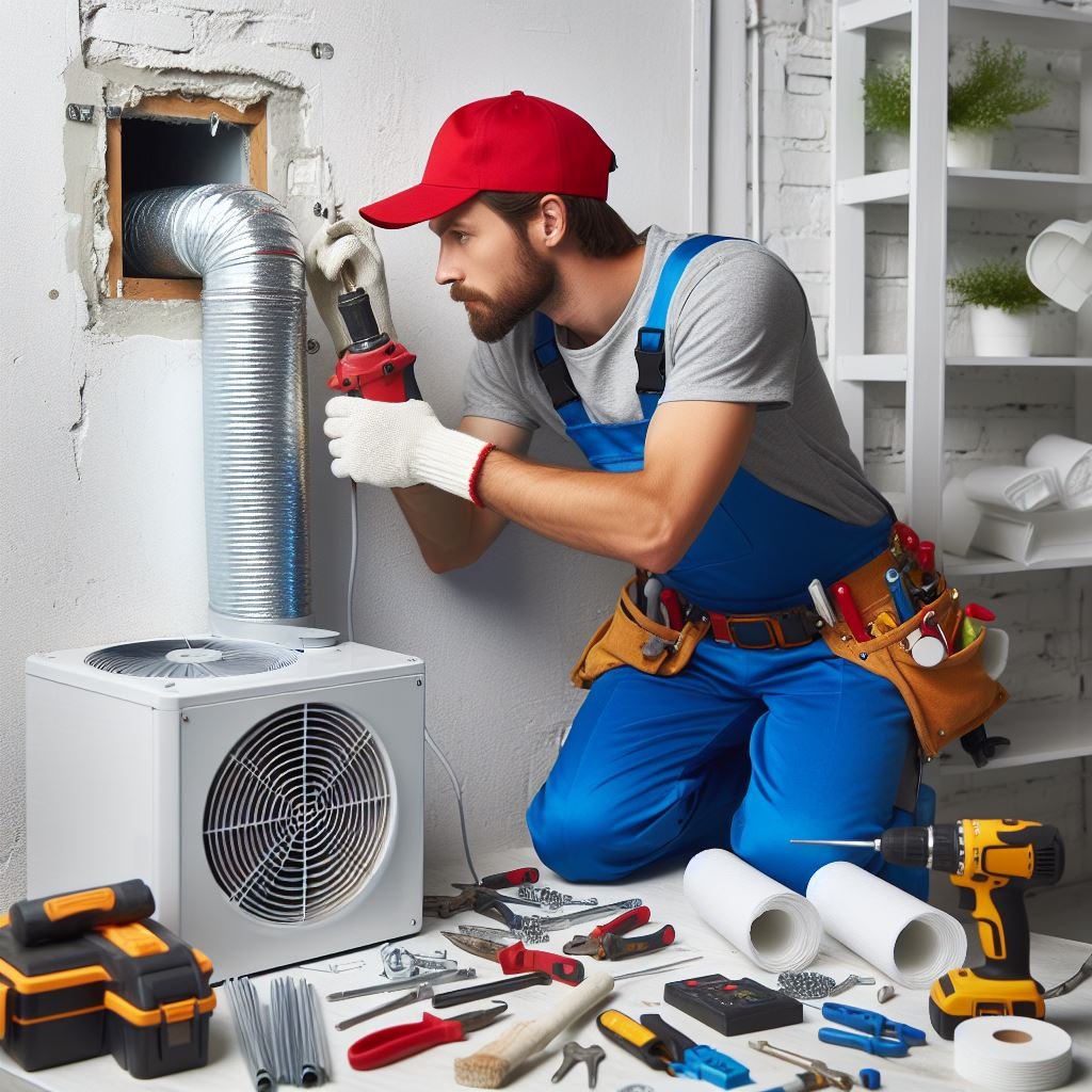 Handy Man is Installation Duct Ac